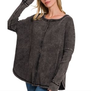 Zenana waffle knit shirt